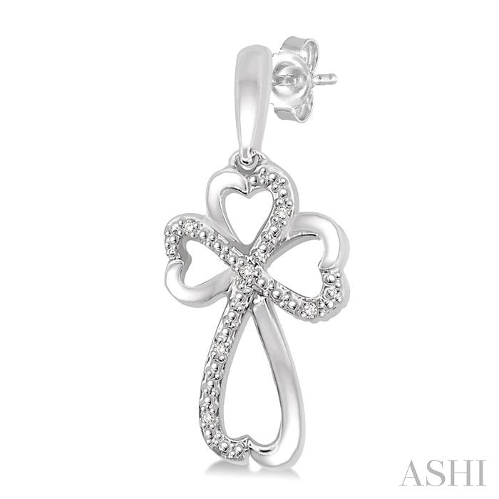 ASHI Silver Cross & Heart Shape Diamond Fashion Earrings 86349PPSSSLER