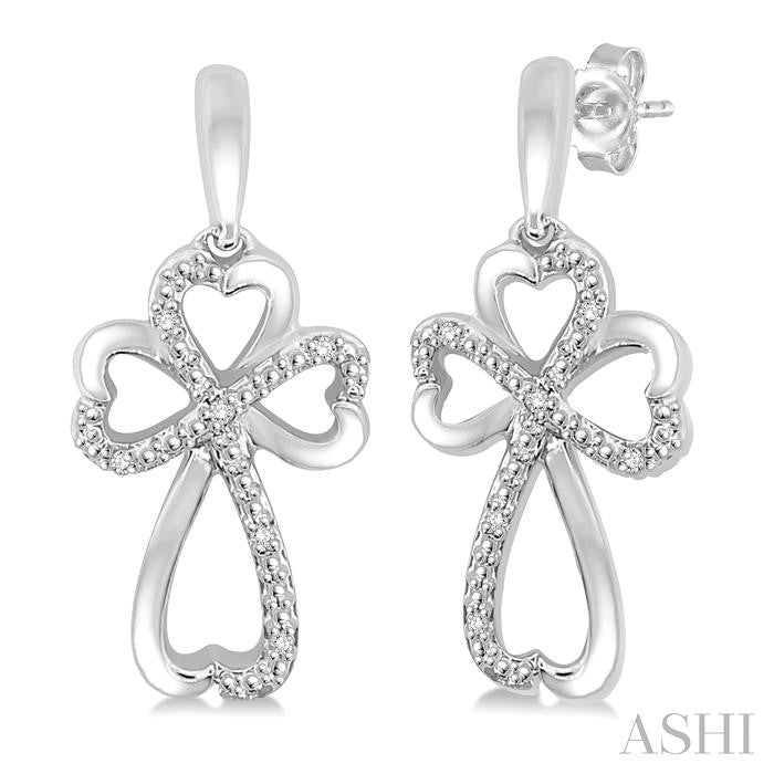 ASHI Silver Cross & Heart Shape Diamond Fashion Earrings 86349PPSSSLER