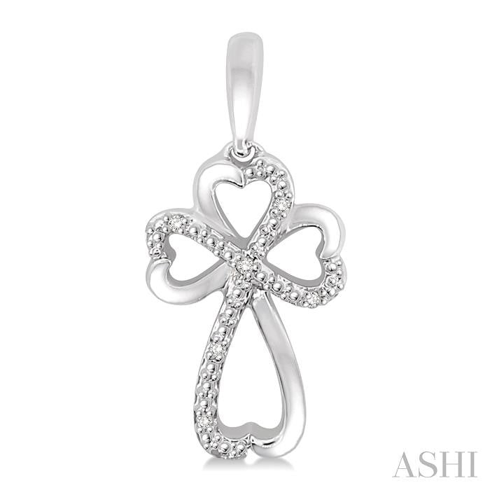ASHI Silver Cross & Heart Shape Diamond Fashion Earrings 86349PPSSSLER