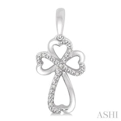 ASHI Silver Cross & Heart Shape Diamond Fashion Earrings 86349PPSSSLER