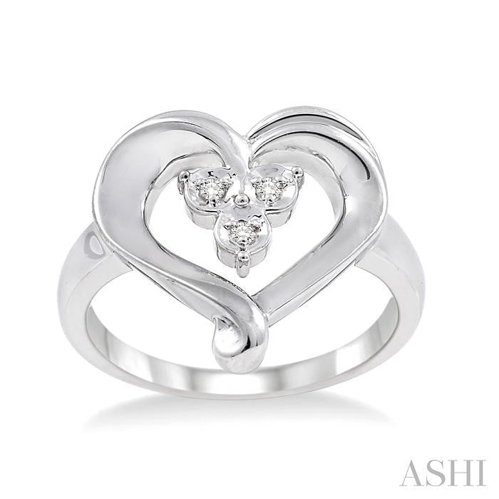 ASHI Silver Heart Shape Diamond Fashion Ring 86459PPSSSLRG