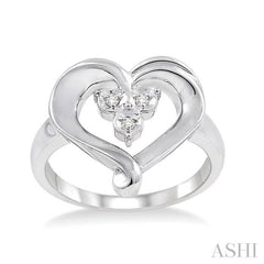 ASHI Silver Heart Shape Diamond Fashion Ring 86459PPSSSLRG