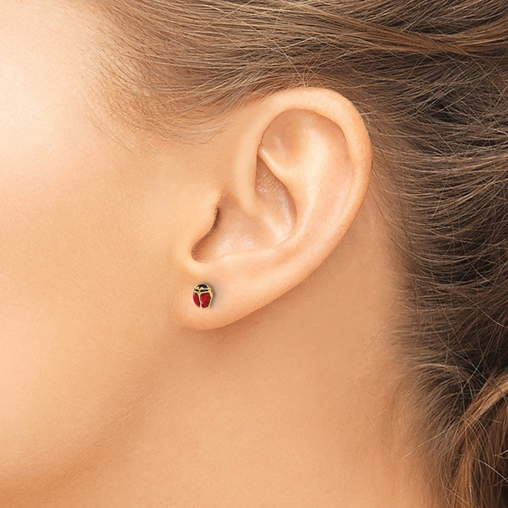 866E Inverness 14K Polished Enameled Ladybug Post Earrings