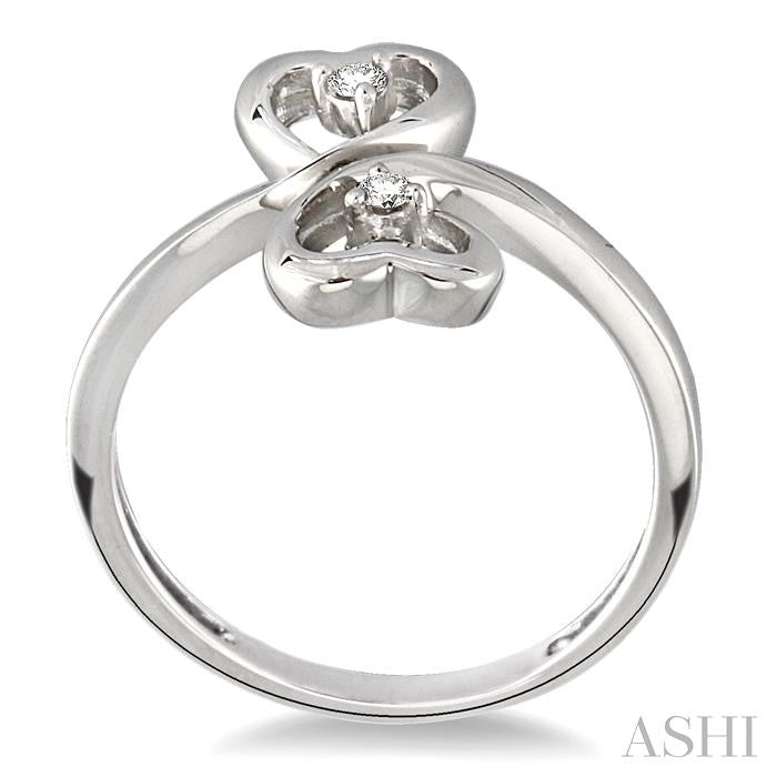 ASHI Silver Twin Heart Shape 2 Stone Diamond Fashion Ring 86729PPSXSLRG