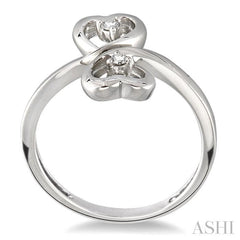 ASHI Silver Twin Heart Shape 2 Stone Diamond Fashion Ring 86729PPSXSLRG