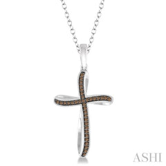 ASHI Silver Cross Champagne Diamond Fashion Pendant 86817PPSBSLPD