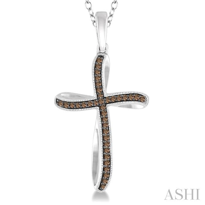 ASHI Silver Cross Champagne Diamond Fashion Pendant 86817PPSBSLPD