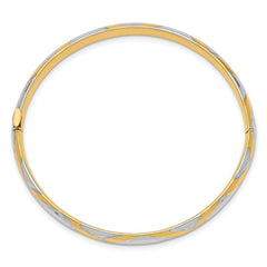 Quality Gold 14k 3/16 w/White Rhodium Criss-Cross Children's Hinged Bangle DB692