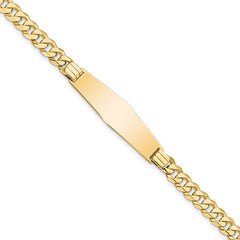 Quality Gold 14K Curb Link Soft Diamond Shape ID Bracelet LID63C