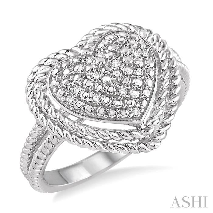 ASHI Silver Heart Shape Diamond Fashion Ring 87059PPSSSLRG