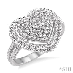 ASHI Silver Heart Shape Diamond Fashion Ring 87059PPSSSLRG