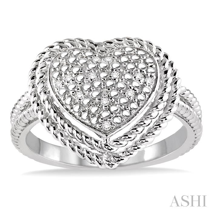 ASHI Silver Heart Shape Diamond Fashion Ring 87059PPSSSLRG