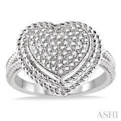 ASHI Silver Heart Shape Diamond Fashion Ring 87059PPSSSLRG