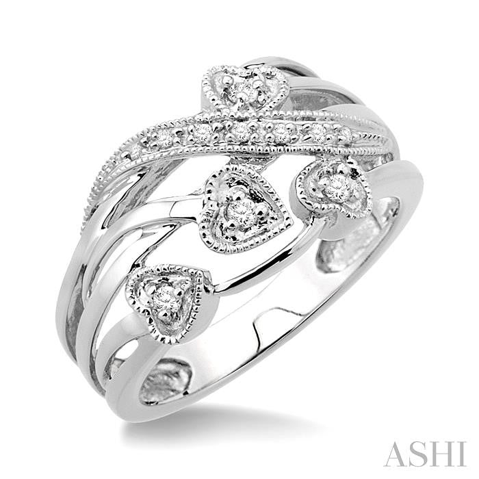ASHI Silver Heart Shape Diamond Fashion Ring 87179PPSSSLRG