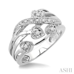 ASHI Silver Heart Shape Diamond Fashion Ring 87179PPSSSLRG