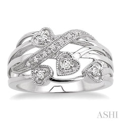 ASHI Silver Heart Shape Diamond Fashion Ring 87179PPSSSLRG