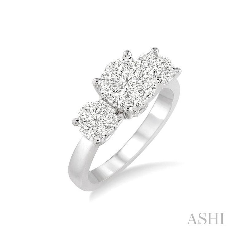 ASHI Round Shape Past Present & Future Lovebright Essential Diamond Engagement Ring 36923PPFVWG