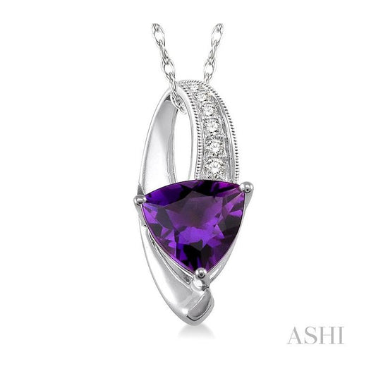 ASHI Trillion Shape Gemstone & Diamond Pendant 61009PPTSPDAMWG