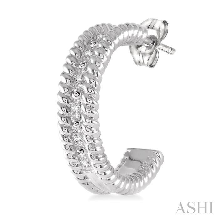 ASHI Silver Rope Diamond Half Hoop Earrings 87479PPSSSLER
