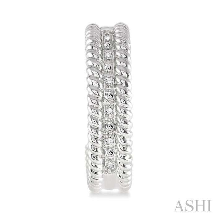 ASHI Silver Rope Diamond Half Hoop Earrings 87479PPSSSLER