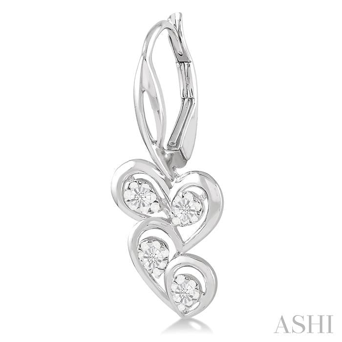 ASHI Silver Twice Heart Shape Diamond Fashion Earrings 87519PPSSSLER