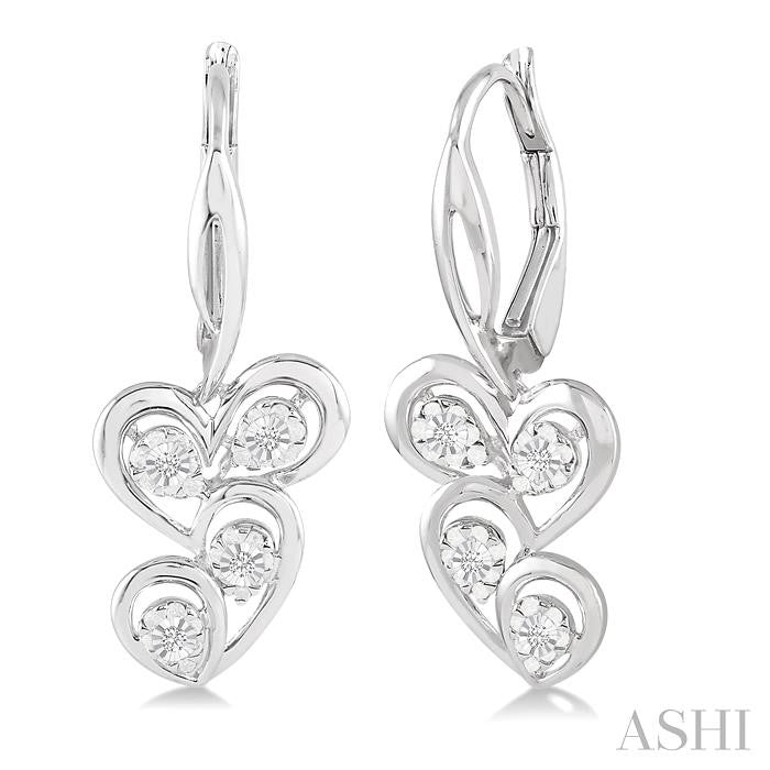 ASHI Silver Twice Heart Shape Diamond Fashion Earrings 87519PPSSSLER