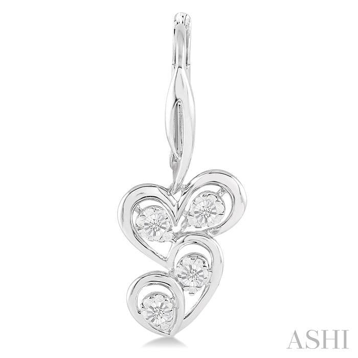ASHI Silver Twice Heart Shape Diamond Fashion Earrings 87519PPSSSLER