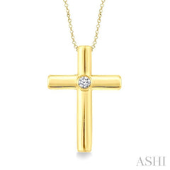 ASHI Gold Vermeil Cross Diamond Fashion Pendant 87549PPSXSLPD-GV