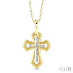 ASHI Gold Vermeil Cross Diamond Fashion Pendant 87609PPSSSLPD-GV
