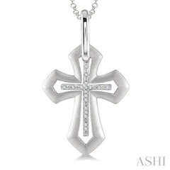 ASHI Silver Cross Diamond Fashion Pendant 87609PPSSSLPD