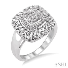 ASHI Silver Cushion Shape Diamond Ring 87679PPSSSLRG