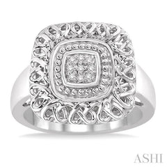 ASHI Silver Cushion Shape Diamond Ring 87679PPSSSLRG