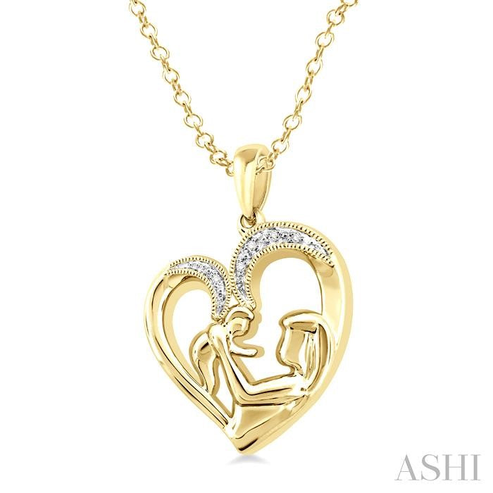 ASHI Gold Vermeil Heart Shape Mom & Child Diamond Fashion Pendant 87809PPSSSLPD-GV