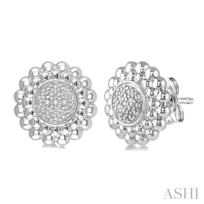 ASHI Silver Round Bead Diamond Earrings 87899PPSSSLER