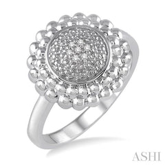 ASHI Silver Round Bead Diamond Ring 87899PPSSSLRG