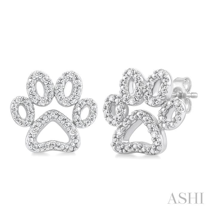 ASHI Silver Dog Paw Diamond Fashion Earrings 87909PPSSSLER