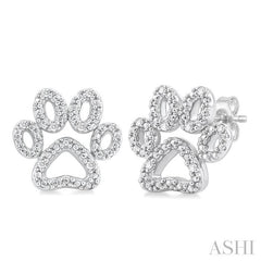 ASHI Silver Dog Paw Diamond Fashion Earrings 87909PPSSSLER