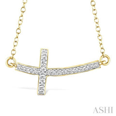 ASHI Gold Vermeil Sideway Cross Diamond Fashion Pendant 87959PPSSSLPD-GV