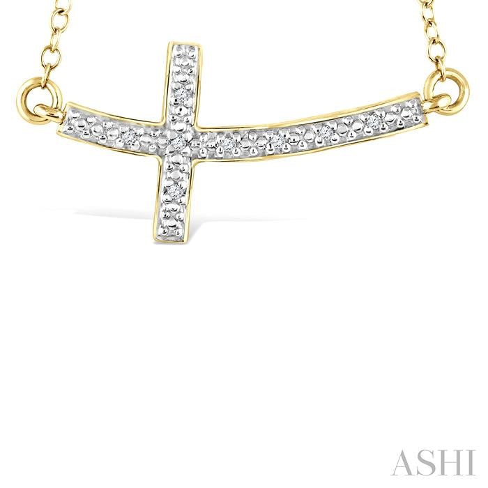 ASHI Gold Vermeil Sideway Cross Diamond Fashion Pendant 87959PPSSSLPD-GV