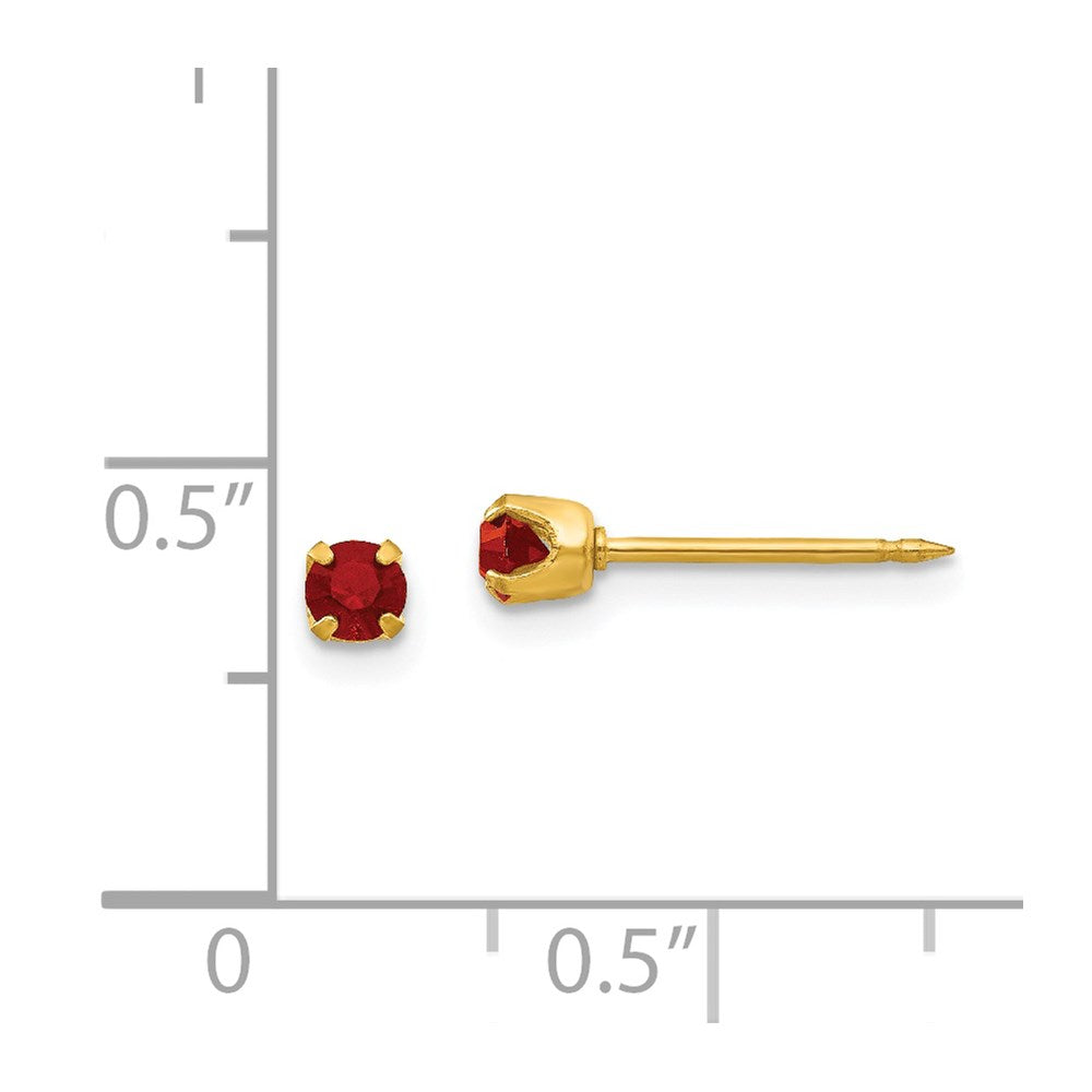 87E Inverness 24k Plated July Red Crystal Birthstone Earrings