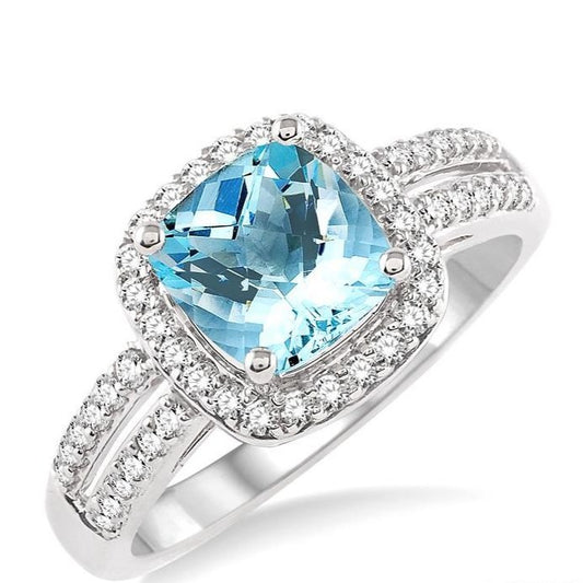 Parkplace Jewelers Cushion Shape Gemstone & Halo Diamond Ring 52315PPFNAQWG