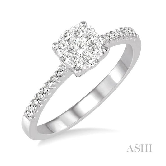 ASHI Round Shape Lovebright Essential Diamond Engagement Ring 150C4PPFVWG