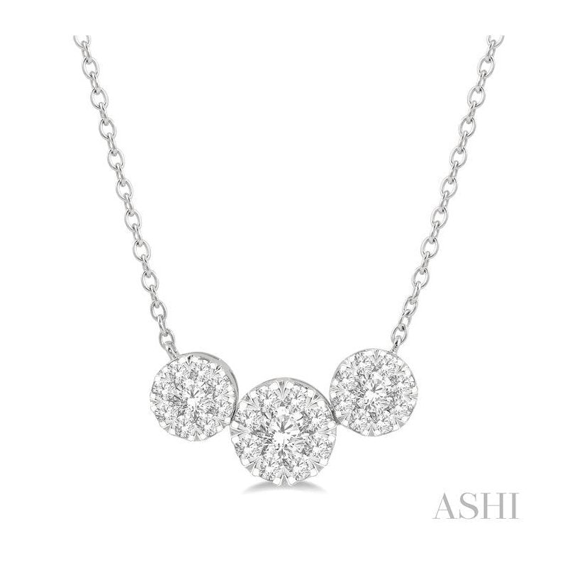 ASHI Round Shape Past Present & Future Lovebright Essential Diamond Necklace 99621PPFGNKWG-1.50