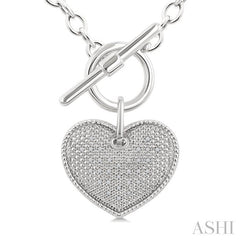 ASHI Silver Heart Toggle Diamond Fashion Necklace 880A8PPSSSLNK