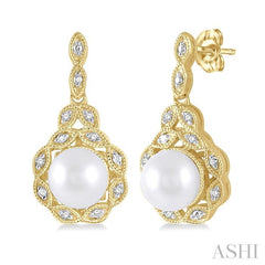ASHI Gold Vermeil Pearl & Diamond Earrings 88319PPSSSLER-GV