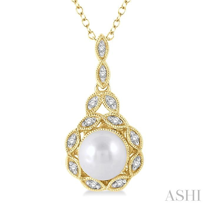 ASHI Gold Vermeil Pearl & Diamond Pendant 88319PPSSSLPD-GV