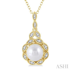 ASHI Gold Vermeil Pearl & Diamond Pendant 88319PPSSSLPD-GV