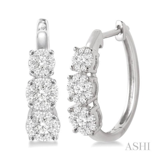 ASHI Round Shape Past Present & Future Lovebright Essential Diamond Hoop Earrings 910A2PPFVERWG