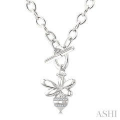ASHI Silver Bumble Bee Toggle Diamond Fashion Necklace 884A8PPSSSLNK