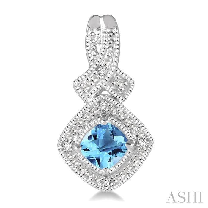 ASHI Silver Cushion Shape Gemstone & Diamond Earrings 88629PPSSBTSLER